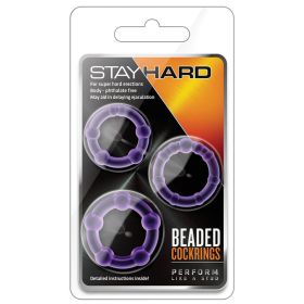 Stay Hard Beaded Cockrings Purple 3Pk