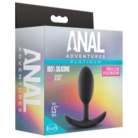 Anal Adventures Platinum Silicone Vibra Slim Plug  Medium
