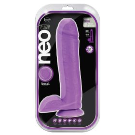 Neo Elite Silicone Dual Density Cock with Balls Neon Purple 10