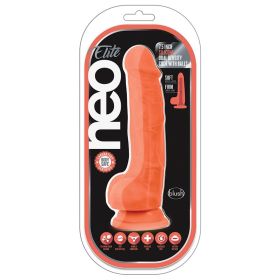 Neo Elite Silicone Dual Density Cock with Balls Neon Orange 7.5