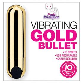 PINK Pussycat Vibrating Bullet Gold