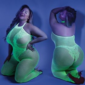 Fantasy Lingerie Glow Moonbeam Crotchless Bodystocking Neon