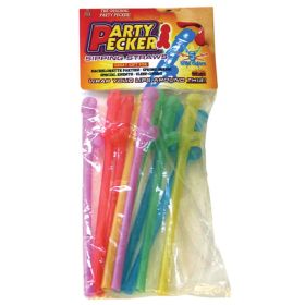 Party Pecker Sipping Straws Neon Colors 10pk