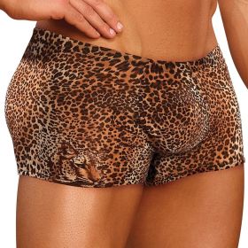 Male Power Animal Pouch Short Brown Leopard Medium Boxed