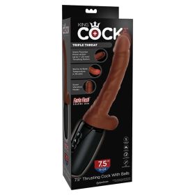 King Cock Plus Thrusting Cock with Balls Brown 7.5