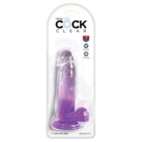 King Cock Clear with Balls Purple 7