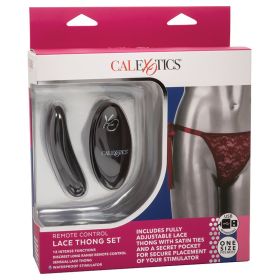 Remote Control Lace Thong Set Burgundy