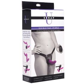 Strap U Double Take 10X Vibrating Double Penetration Strap On Purple