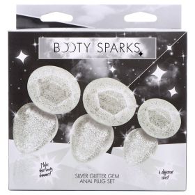 Booty Sparks Glitter Gem Anal Plug Set Silver