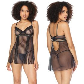 Coquette Babydoll & G String Set (Option: Black Small Hanging)