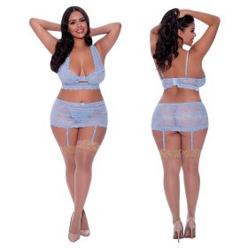Magic Silk Bralette, Skirt & G String (Option: Blue QUEEN Boxed)